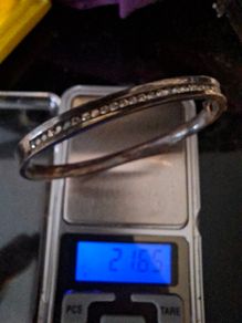 Vintage sterling silver bangle with cubic zirconia