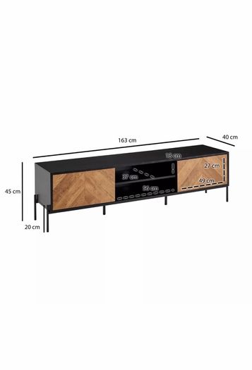 163cm TV Console in Black & Oak Finish