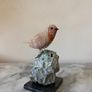 Hand-Carved Gemstone European Robin on Raw Crystal Base Image 5
