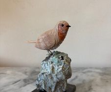 Hand-Carved Gemstone European Robin