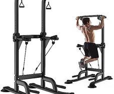 Power Tower Dip Station, Multifunctional Fitness Tower Pull-Up Bar, Freestanding, Adjustable Dip Stand, Pull-Up Device
