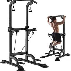 Power Tower Dip Station, Multifunctional Fitness Tower Pull-Up Bar, Freestanding, Adjustable Dip Stand, Pull-Up Device