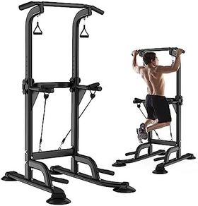 Power Tower Dip Station, Multifunctional Fitness Tower Pull-Up Bar, Freestanding, Adjustable Dip Stand, Pull-Up Device