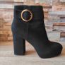 Black Suede Ankle Boots with Gold buckle, size 5 Image 7