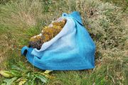 Handmade crochet triangle wool shawl wrap. Teal and mint gradient ombre shawl