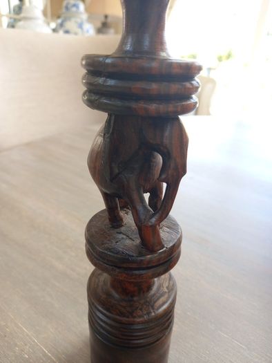 lovely pair of wooden african art handcrafted candlessticks