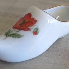 Gorgeous Limoges White Clog/Slipper/Shoe with Red Poppy