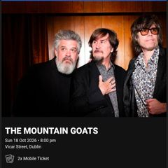 seated balcony tickets for the mountain goats concert Dublin