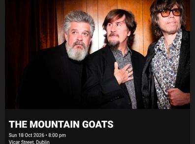 seated balcony tickets for the mountain goats concert Dublin