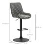 NEW SALE | Retro Bar Stools Set of 2, Adjustable Kitchen Stool, Upholstered Bar Chairs with Back, Swivel Seat, Dark Grey Image 2