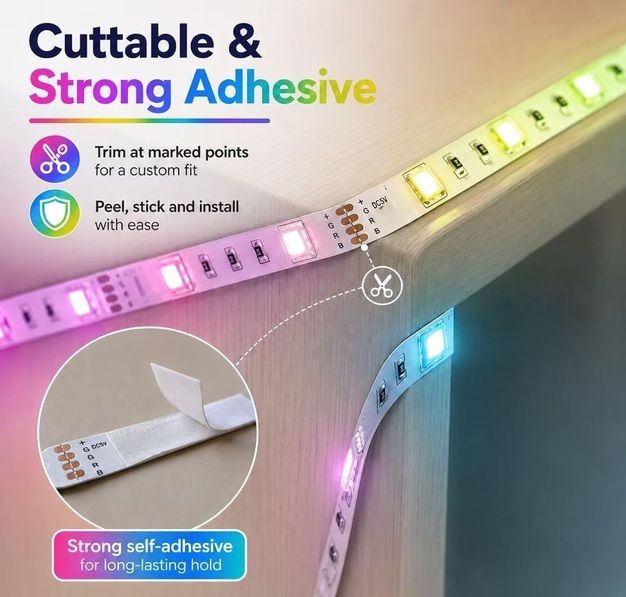 10M Led Strip Light RGB with 44-key Remote and App Control
