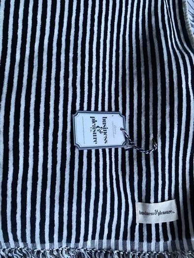 New oversized 100% cotton Lauren navy stripe beach towel by business and pleasure