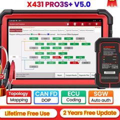 LAUNCH X431 PRO3S+ V5.0 Car Diagnostic Tools Topology Map Bidirectional Coding DBScar VII VCI CAN FD DOIP Auto OBD OBD2 Scanner