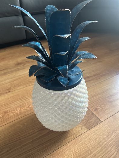 Glass & metal pineapple decorative jar