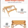 2 in 1 Picnic Table Bench Convertible Foldable Wooden Garden Patio Seating 4 Seater Image 3