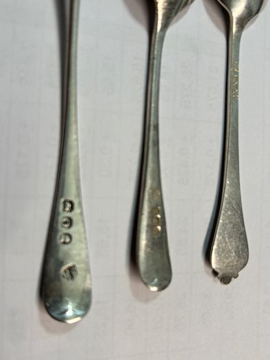 3 solid silver tea spoons