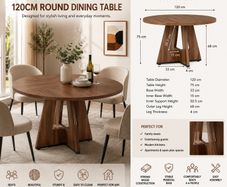 Elegant 120cm Round Walnut Dining Table
