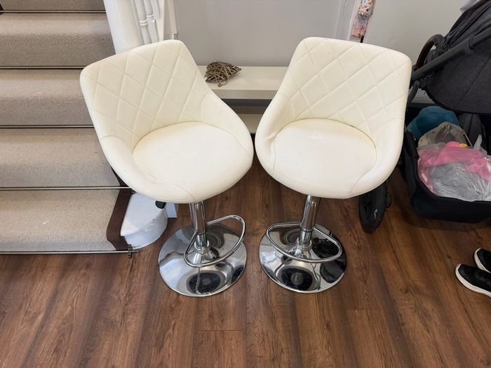 2 White Bar Stools