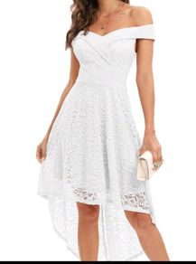 Off Shoulder High Low Hem Lace Cocktail Dress XL