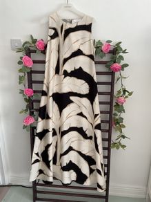 Black and cream patterned long dress summer 10/12