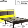 5 King Bed Frame, 150x200cm Metal Platform Upholstered Bed Frame with Storage Headboard, Heavy Duty Metal Bed Double Size with LED Lights and Charging Station,Mattress Foundation (Black) Image 2