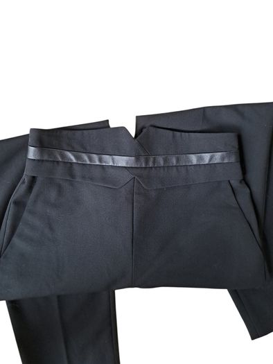 Karen Millen wool/leather trim high-waist Trousers