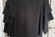 Black Top with Ruffled Sleeves