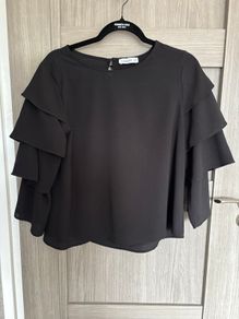 Black Top with Ruffled Sleeves