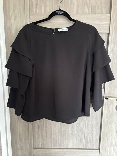 Black Top with Ruffled Sleeves