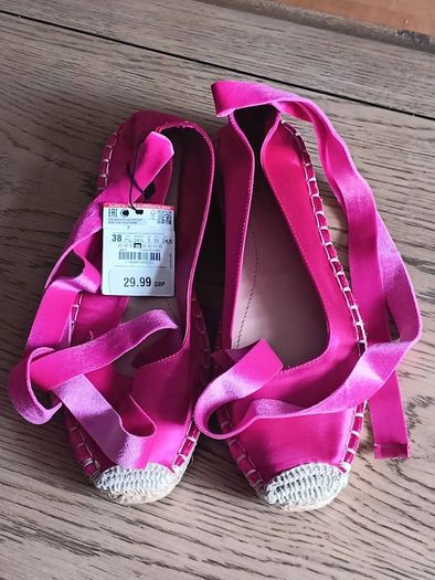 Zara Fusia Pink Satin Espadrille Flats