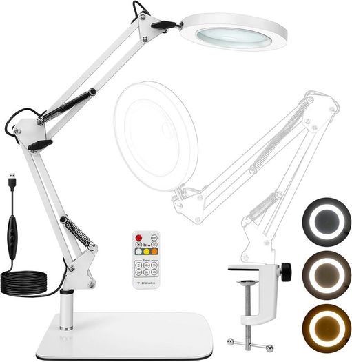 Magnifying Glass 10X Desk Lamp with Light