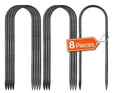 12-Inch 8 Pack Rebar Stakes 304,8x82,04 mm Heavy Duty U Shape Galvanized Ground Anchors