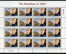 2003 Ireland Centenary of 1803 Rebellion Commemorative Stamp Sheetlet Plate 1A1A1A1A  Mint Never Hinged (MNH)