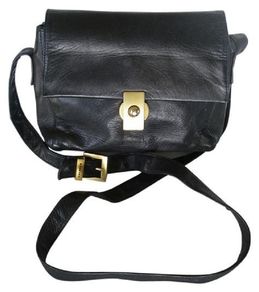 Perlina  New York Burse Black Genuine Leather Shoulder Bag Postage included