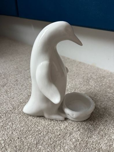 White Ceramic Penguin Tealight Holder