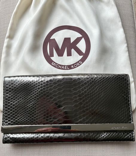 Michael Kors metallic snakeskin effect clutch bag