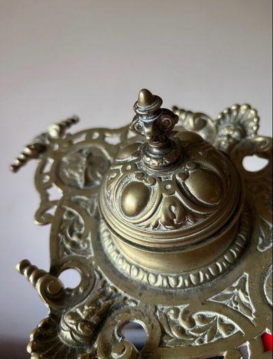 Vintage brass inkwell