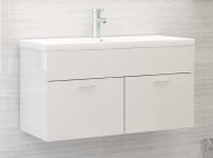 main image for ad Sink Cabinet with Built-in Basin High Gloss White Chipboard