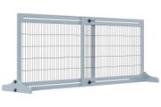 Freestanding Dog Gate, Foldable Pet Fence, Indoor Wood Barrier, Stair Gate with Support Feet, for Doorway, Hallway, Small and Medium Dogs, 69H x 104-183 cm, Blue-grey