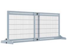 Freestanding Dog Gate, Foldable Pet Fence, Indoor Wood Barrier, Stair Gate with Support Feet, for Doorway, Hallway, Small and Medium Dogs, 69H x 104-183 cm, Blue-grey