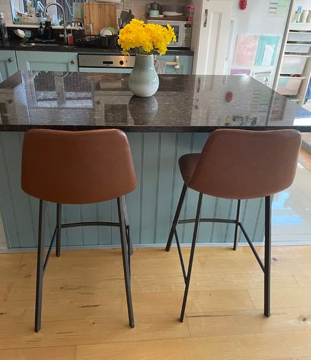 Retro Cognac Counter Bar Stools x 2