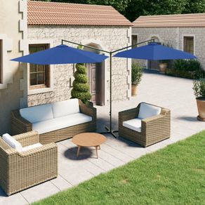 Double Parasol with Steel Pole Azure Blue 600 cm