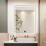 LED Bathroom Mirror Brushed Brass Square | Demister Pad, Antifog Image 2