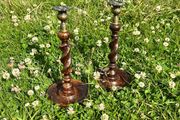 Antique English Oak Candlesticks
