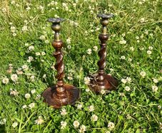 Antique English Oak Candlesticks