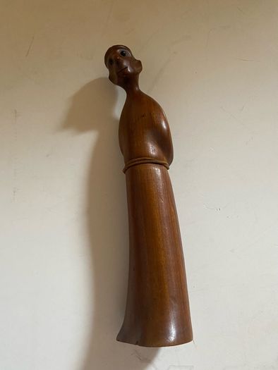 Mid-century Italian Modernist Carved Wood Figurine Of A Monk