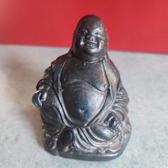 Buddha Statue Chalkware BRONZE Tone  Figurine Decor Vintage 60s