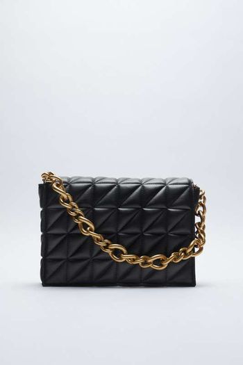 Zara Quilted Shoulder Bag With Chain