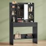 LED Dressing Table with Lighting, Mirror with LED, 2 Drawers Adjustable Shelves Black Ink 3 Colours with Adjustable Brightness Image 6