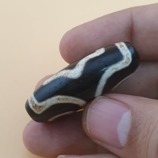 Vintage 3 Eyes Himalayan Tibetan Agate Dzi Bead Amulet
